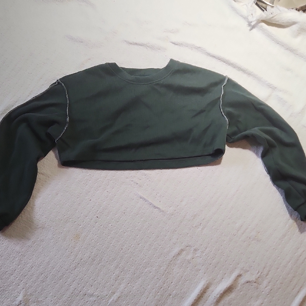 Green Cropped Sweatshirt
